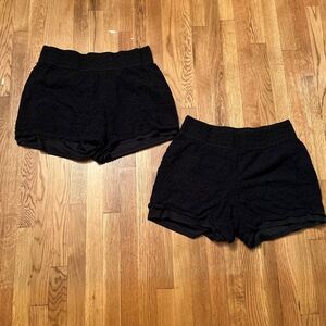 2 Pack Maurices Black Crochet Waistband Fully Lined Lace Overlay Shorts Size 18w